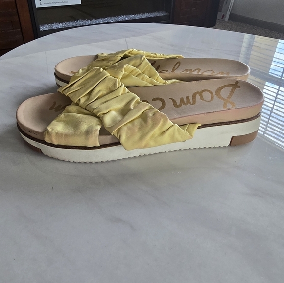 Sam Elderman Sandal Womens Sz 7 Gold Slippers Aliana Sport Comfort Flaw - Picture 6 of 15